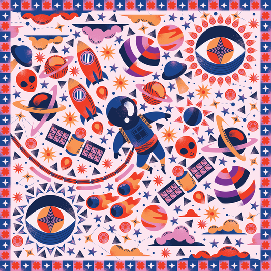 Canvas wall art with rockets, planets, and aliens - DIY sticker art and canvas painting kit