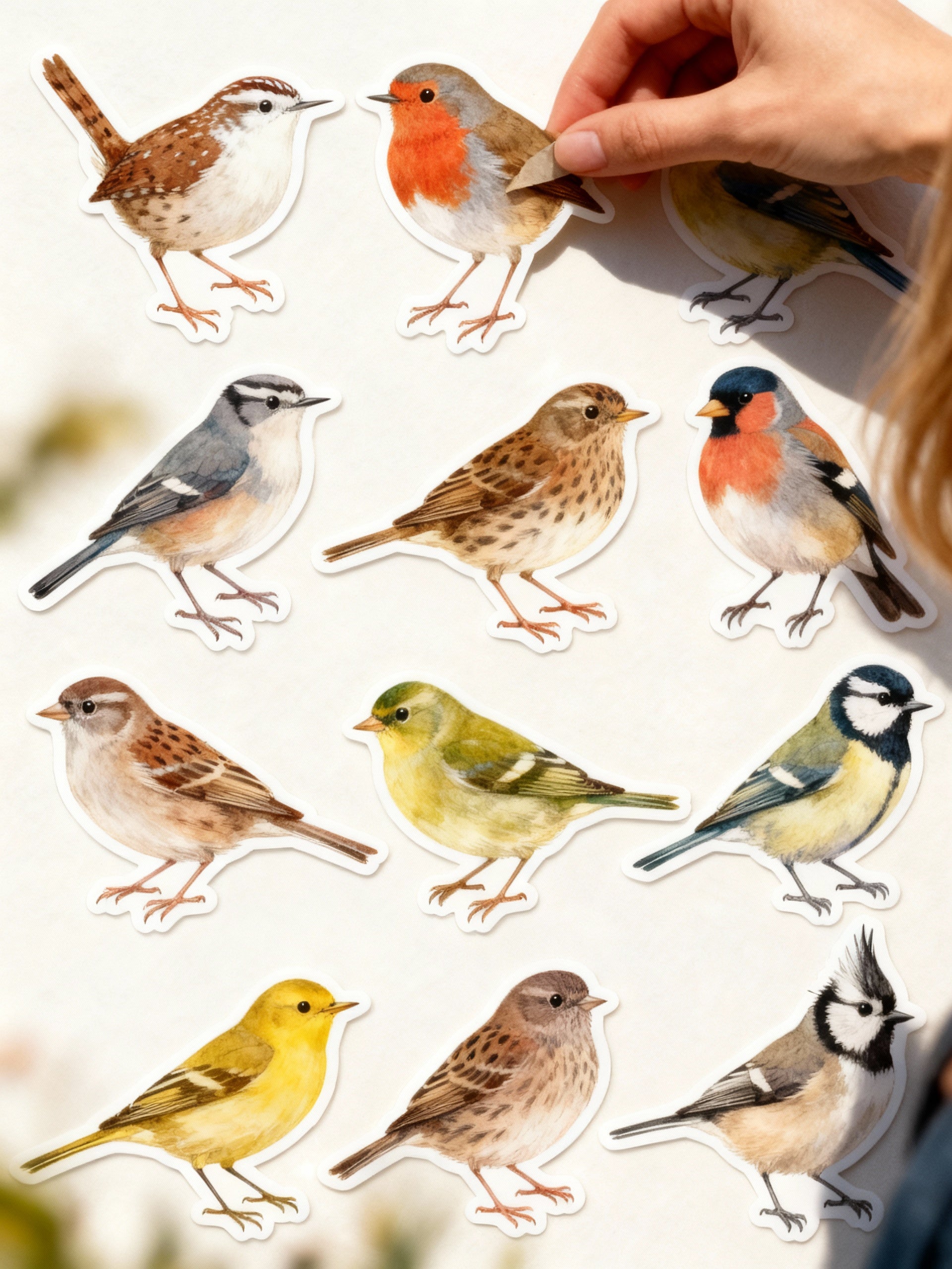 Collection of bird stickers on a white background