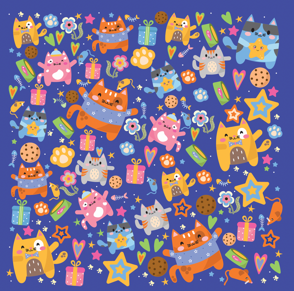 Canvas wall art with kawaii cats - DIY sticker art and canvas painting supplies for adults