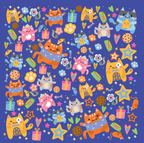 Canvas wall art with kawaii cats - DIY sticker art and canvas painting supplies for adults