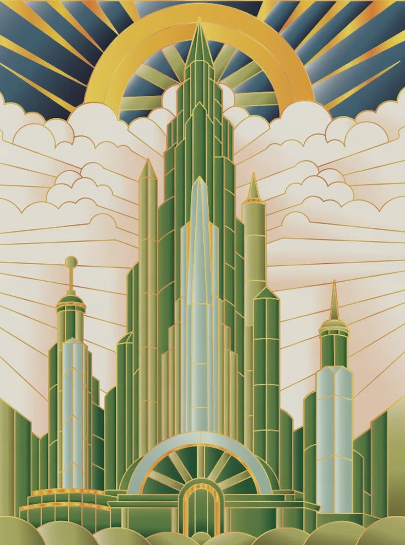 Skyline of the Oz – Art Deco Sticker by Number Canvas | Wicked-Inspired DIY Art Kit